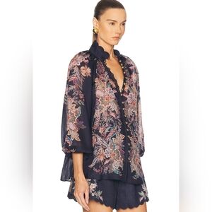 ZIMMERMANN Rhiannon Billow Blouse $489.50COLOR: Navy Multi Paisley